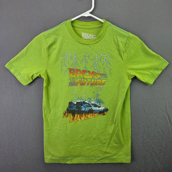 Hybrid Back to the Future T-Shirt Boys Medium Green Good DeLorean Graphic Tee